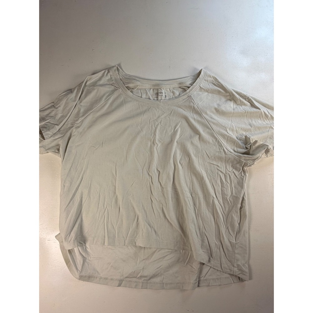 Jockey Short Sleeve Top Womens L Gray Excellent High-Low Raglan Active Tee